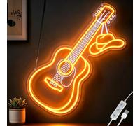 PSPCBS Lampe murale néon LED à intensité variable avec chapeau de cowboy, alimentation USB, décoration de musique country occidentale pour chambre à coucher, cave, studio de musique, cadeau pour