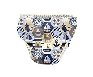 Pss! - Couche de Bain pour Bébé - Modèle Sailor Boy - Pour Bébés de 3 à 8 kg - Taille S - Unisexe - Design Multicolore - Absorbante et Réutilisable - Imperméable et Confortable - 1 Unité