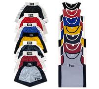 PSS Ensemble Boxe Enfants 3 à 14 Ans Short + Débardeur Tenue Boxe Kick Boxing Muay Thai MMA - Noir
