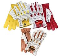PSS Gants Conduite Homme Cuir Crochet Filet Mailles Style Classique sans Doublure Respirant, Réf. 505, Jaune Taille L