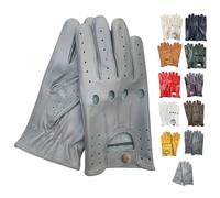 PSS Gants Cuir Homme Conduite Cuir Véritable Perforés Style Classique Rétro Été Hiver, Gris Clair, Taille XL