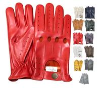 PSS Gants Cuir Homme Conduite Cuir Véritable Perforés Style Classique Rétro Été Hiver, Rouge, Taille L