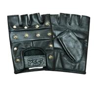 Pss Gants Cuir Noir Sans Demi Doigts Mitaines Cloutés Rivets Clous Décoratifs Conduite Cyclisme Vélo Musculation Fitness Multicolore