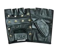 Pss Gants Cuir Noir Sans Demi Doigts Mitaines Cloutés Rivets Clous Décoratifs Conduite Cyclisme Vélo Musculation Fitness Multicolore