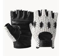 PSS Mitaines Gants Cuir Crochet Filet Mailles Homme Conduite Vélo Cyclisme VTT Gants Cuir sans Doublure Noir Taille L