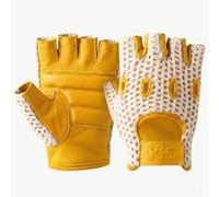 PSS Mitaines Cuir Crochet Filet Mailles Homme pour Conduite, Vélo, Cyclisme, VTT - Sans Doublure, Demi-Doigts, Rembourré - Été/Hiver - Noir, Rouge ou Camel