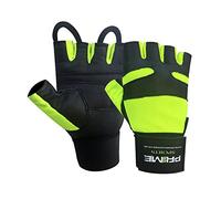 PSS Mitaines Gants Homme Cuir Agneau sans Demi Doigts pour Musculation Fitness Conduite Voiture Fauteuil Roulant Vélo Cyclisme VTT avec Tirettes Été Mi Saison, Réf. 114, Vert/Noir Taille L