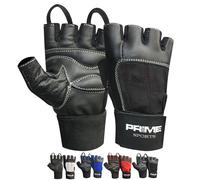 PSS Mitaines Gants Musculation Fitness Homme avec Tirettes Gants Cuir Spandex Lycra Aviron Haltérophilie Gymnastique Crossfit Levage de Poids Barre Gym Callisthénie, Réf. 115, Noir Taille S