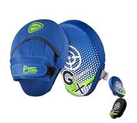 PSS Pattes d’Ours G2X Bouclier De Frappe Cible Pao Boxe Cuir Incurvé 2 Modèles Noir Bleu Muay Thaï Boxe Anglaise Française Kickboxing Karaté Taekwondo Krav Maga Haute Performance, Réf. 1125, Bleu
