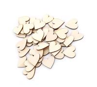 Pssopp 100 Pièces en Forme de Cœur en Bois, Embellissements en Bois Naturel pour Travaux Manuels avec Finition Lisse, Différentes Tailles de 10 Mm à 80 Mm pour le Scrapbooking, la (25mm)