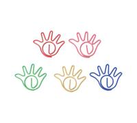 Pssopp 100 Pièces Trombones Mignons, Conception en Forme de Main Matériau en Fer Robuste Facile à Distinguer 5 Couleurs Pinces à Mémo en Métal pour L'artisanat Fournitures de Bureau