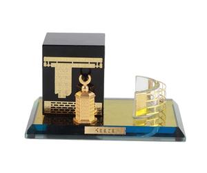 Pssopp 3 pièces Musulman Kaaba modèle Cristal Ensemble doré Kaaba réplique modèle pièce maîtresse bâtiment Islamique pour Souvenirs Cadeaux Maison Table Voiture décor