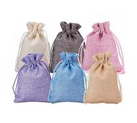 Pssopp 30 Pièces Sac à Cordon Pochette Cadeau Pochette Cadeau 6 Couleurs Matériau en Lin 9x12 Cm avec Point de Bord de Verrouillage pour Bijoux Bonbons Fête Mariage Noël