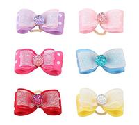 Pssopp 30pcs Chien Cheveux Arcs Shinning Arc Motif Élastique Cheveux Corde Bande De Cheveux Chien Cheveux Accessoires Toilettage des Produits