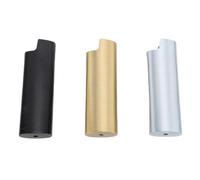 Pssopp 3PCS Étuis à Briquet en Métal, Alliage de Zinc 8cm Ensemble de Supports de Couvercle de Briquet Pleine Grandeur BI C Couvertures avec Finition Noir Or Argent pour Bar de Voyage