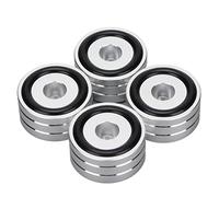 Pssopp 4 Pièces SP4010 Pied de Support D'isolation de Haut-parleur, Alliage D'aluminium 7075 D'aviation avec Absorption des Chocs en Caoutchouc, pour Amplificateur DAC Enregistreur (SILVER)