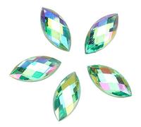 Pssopp 500 pièces Brillant AB Strass Dos Plat Oeil de Cheval Cristal Strass Vert Clair Strass Pierres précieuses décorations pour Accessoires de Bricolage 7 x 15 mm