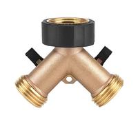 Pssopp Adaptateur de Robinet d'eau en Laiton, Connecteur de Tuyau Durable en Forme de Y avec Vannes Indépendantes pour l'irrigation du Jardin et Le Lavage de la Maison (Fil américain)