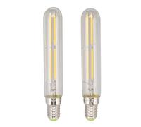 Pssopp Ampoule Tube LED 4W, 2 Pièces, E14, T20x120mm, 2300K, Blanc Chaud, sans Scintillement, Durée de Vie 25000H, pour la Maison, la Chambre à Coucher, L'éclairage Décoratif de la (Transparente)