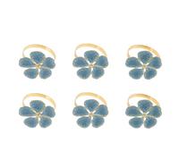 Pssopp Anneaux de Serviette en Forme de Fleur, Porte-Serviettes, Boucles de Serviette Florales, 6 Pièces, pour Mariage, Anniversaire, Dîner, Décoration de Table de Vacances (Blue)