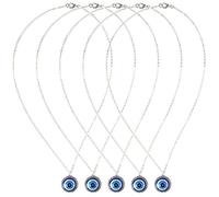 Pssopp Artisanat Collier à Breloques œil Bleu Pendentif œil Bleu Bijoux Protection Porte-bonheur Corde en Cuir de Verre pour Femmes Hommes Collier Mauvais, Turc Turc
