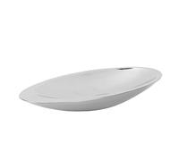 Pssopp Assiette Sculpturale Asymétrique en Acier Inoxydable, Bol à Fruits Ovale, Assiette Sculpturale Asymétrique en Acier Inoxydable, de Service Nordique à 2 Niveaux pour la Maison, Table à Manger,