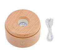 Pssopp Base D'affichage LED en Bois, Mini Présentoir D'art 3D à Gradation Tactile Mignonne et Rotatif pour L'art en Résine de Verre de Cristal 3D