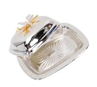 Pssopp Beurrier, Beurriers Design Plateau Porte-Beurre en Alliage de Fer avec Couvercle, Récipient à Collation pour la Cuisine, Plat à Beurre, Rectangulaire, élégant et Intemporel, Récipient à