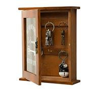 Pssopp - Boîte à clés en bois - Porte-clés mural - 6 crochets - Brun - 25 x 6 x 21 cm - Entrée