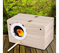 Pssopp Boîte à Oiseaux en Bois Pet Calmi Incubation Boîte en Métal Bordes Facile Easy/Exit Bird Amant 12x12x19.5 Cm Taille pour Les Perroquets/Petits