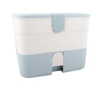 Pssopp Boîte de Rangement de Vernis à Ongles, Organisateur de Maquillage Double Couche en Plastique avec Couvercle, Rangement Cosmétique Polyvalent pour le Nail Art et les Fournitures de beauté (BLUE)