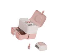 Pssopp Boîte de Rangement de Vernis à Ongles, Organisateur de Maquillage Double Couche en Plastique avec Couvercle, Rangement Cosmétique Polyvalent pour Le Nail Art et Les Fournitures de é (Pink)