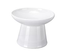 Pssopp Bol d'eau de Nécessités Quotidiennes pour Chat, 16 Cm de Diamètre, Grande capacité, Moustache, Soins du Cou pour Chats et Chiens, Bol surélevé en Céramique pour Chat (White)