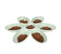 Pssopp Bol en Plastique pour Chat, Conception de Pétales à 6 Grilles, Matériau PC de qualité Alimentaire avec Coins Ronds pour L'alimentation et l'eau de Plusieurs Chats (Green)