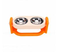 Pssopp Bol surélevé Réglable pour Chat, Double Bol incliné Anti-vomissements, Support Distributeur de Nourriture et d'eau pour Chat pour Animaux de Compagnie D'intérieur (Orange)