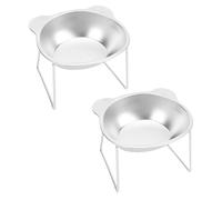 Pssopp Bols de Nourriture pour Chat en Acier Inoxydable 2 Pièces Bols pour Chat Surélevés, 15x13x10 Cm de Nourriture pour en Acier Inoxydable Plats d'eau de pour Animaux de Compagnie Surélevés pour