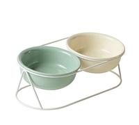 Pssopp Bols Surélevés en Céramique pour Chat, Bols Surélevés, Bol d'eau avec Support en Métal pour Chats, Petits Chiens, en Céramique pour Chat, Nourriture Inclinée pour Animaux Domestiques, Bol de