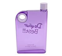 Pssopp Bouteille d'eau Plate Portable 420 Ml de Bouteille en Plastique avec des Usages Multiples pour l'école Extérieure (violet)