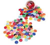 Pssopp Boutons de Couture 200pcs Non-Décolorants Résine Ronds 2 Trous | Boutons Ronds Multicolores pour Projets de Bricolage, Accessoires Décoratifs Durables pour Vestes, Sacs, Albums et Projets