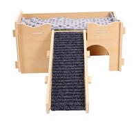 Pssopp Cachette de Château de Cochon d'Inde, Habitats en Bois pour Grands Petits Animaux, Maison Ventilée pour Hamsters avec Grottes D'escalier pour Petits Animaux, Lapins, Chinchillas
