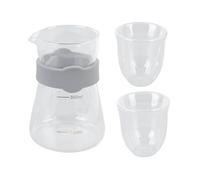 Pssopp Cafetière à Verser, Goutteur de café en Verre Borosilicate avec Marques Dorées, Poignée en Silicone et Tasses à Double Paroi, 4 °F à 266 °F, pour le Brassage de café au Bureau à Domicile