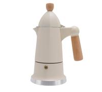 Pssopp Cafetière de Cuisinière 3 Tasses, Casserole de Cafetière de Grande capacité avec Poignée en Bois pour Brassage du café Italien et Cubain (WHITE)