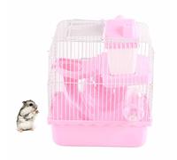 Pssopp Cage à Hamsters à 2 Niveaux, Conception en Plastique Amovible pour Hamsters et Petits Animaux de Compagnie, Entretien Facile et Espace d'exercice (Pink)
