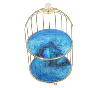 Pssopp Cage à Oiseaux, Support de Rangement à Double Couche, Organisateur en Fer et en Verre à 2 Niveaux avec étagère de Parfum et de Cosmétiques pour Comptoir de Salle de Bain, (Modèle de Pierre