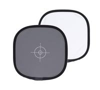 Pssopp Carte de Mise au Point Double Face, Carte de Balance Blanche Portable côté Gris et côté Blanc pour la Photographie de Caméra Plis avec Réflecteur Gris