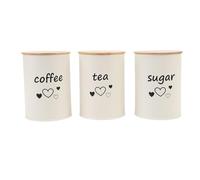 Pssopp Cartette de Cuisine 3 Pcs avec Couvercle étanche à L'air, Contenant de Rangement de Grains de café en Fer pour la Cuisine de thé à thé (WHITE)