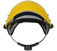 Pssopp Casque de sécurité en, Visière Intégrale en ABS et Fer avec Bandeau Réglable, Bandeau Anti-Transpiration Inclus, Bouclier Anti-débris pour Les Travaux de de Jardin, d' Forestière (Yellow)
