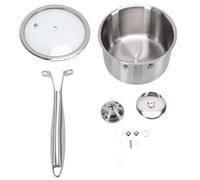 Pssopp Casserole de 16 Cm avec Base Triple Couche pour une Chaleur Uniforme | Poignée Froide au Toucher, Couvercle en Verre, Bord Anti-goutte, Passe au Lave-vaisselle, Passe au Four jusqu'à 500 °F,