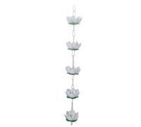 Pssopp Catcher en Aluminium d'eau de Pluie de Gouttière, Conception de Forme de Fleur Unique Facile à Installer la Chaîne de Pluie de Drain de Canal Extérieur avec Crochets pour Le