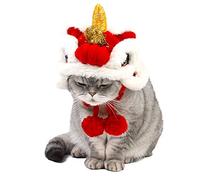 Pssopp Chapeau de Danse du Lion de Style Chinois pour Animaux de Compagnie, Costume de Chien Mignon en Peluche en Polyester pour Les Vacances et Les Célébrations (L)